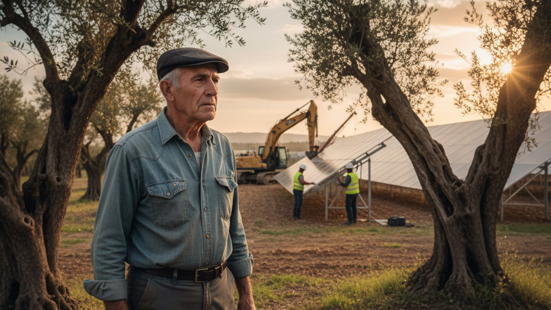 Agricultor preocupado por sus olivos. Foto: ilustración propia.