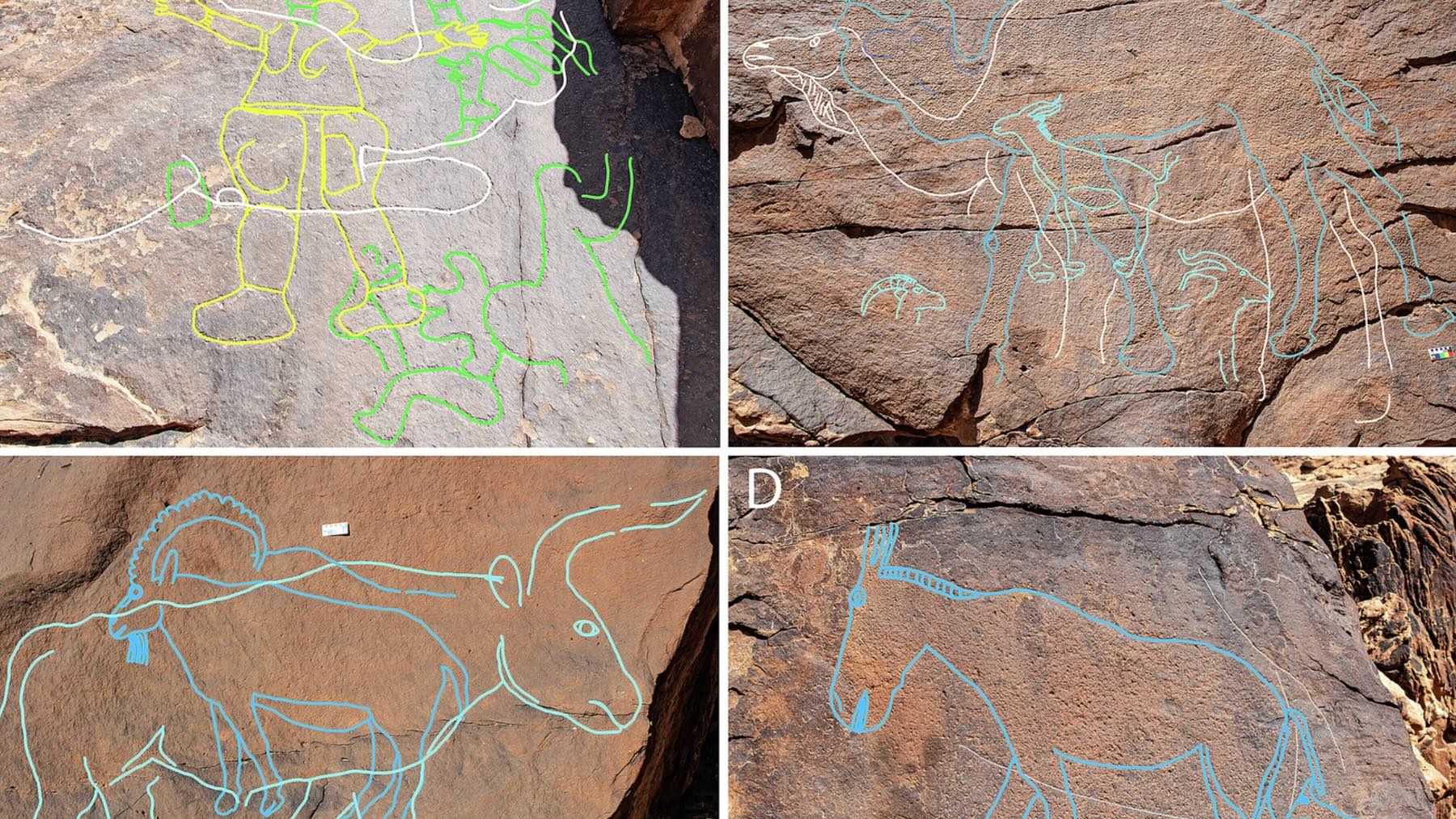 Calcos que muestran la superposición de los grabados.