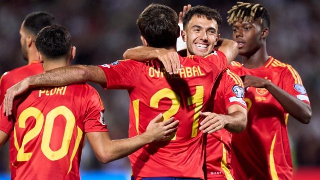 España celebrando un gol. (RFEF)
