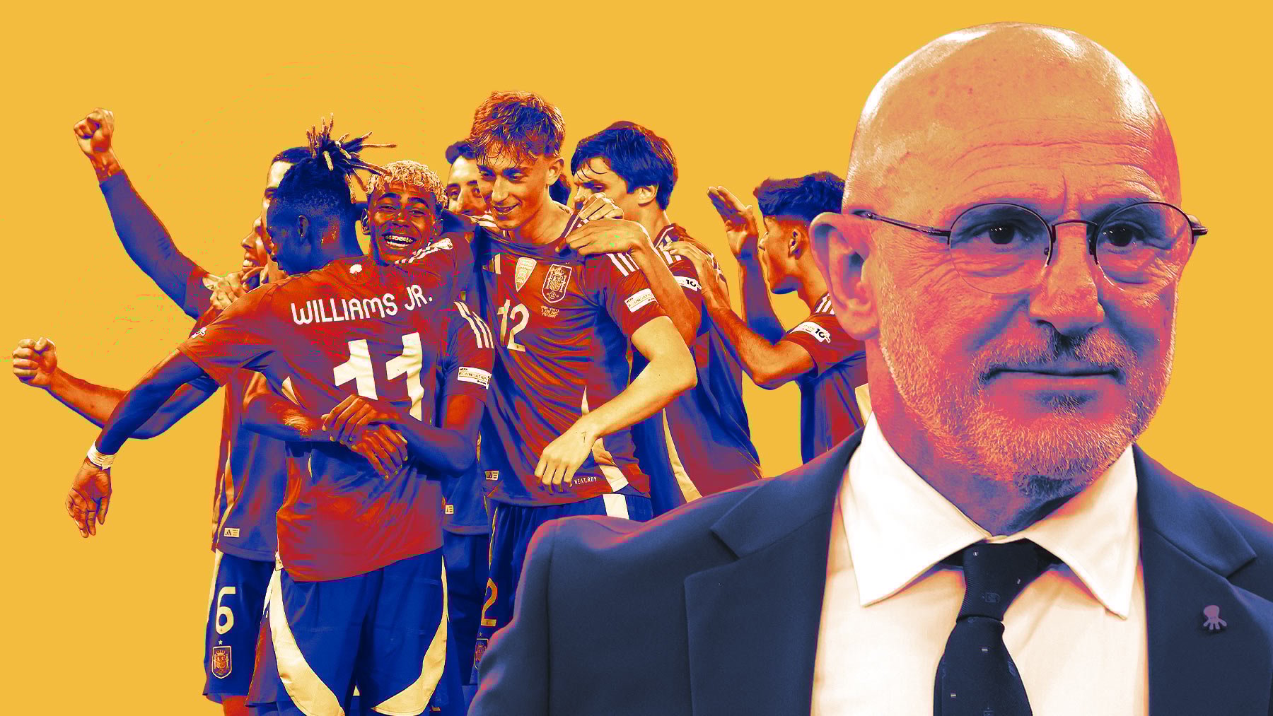 Luis de la Fuente y sus jugadores.