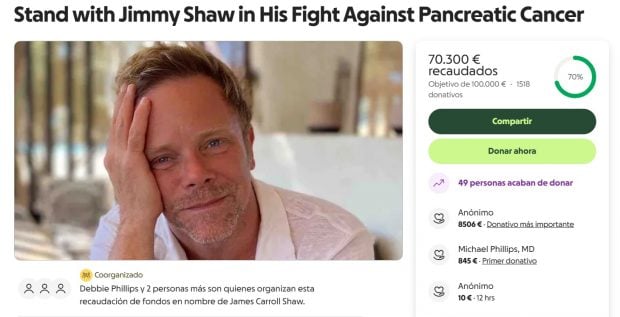 Página de donaciones para recaudar dinero para la operación del actor Kimmy Shaw (Gofundme)