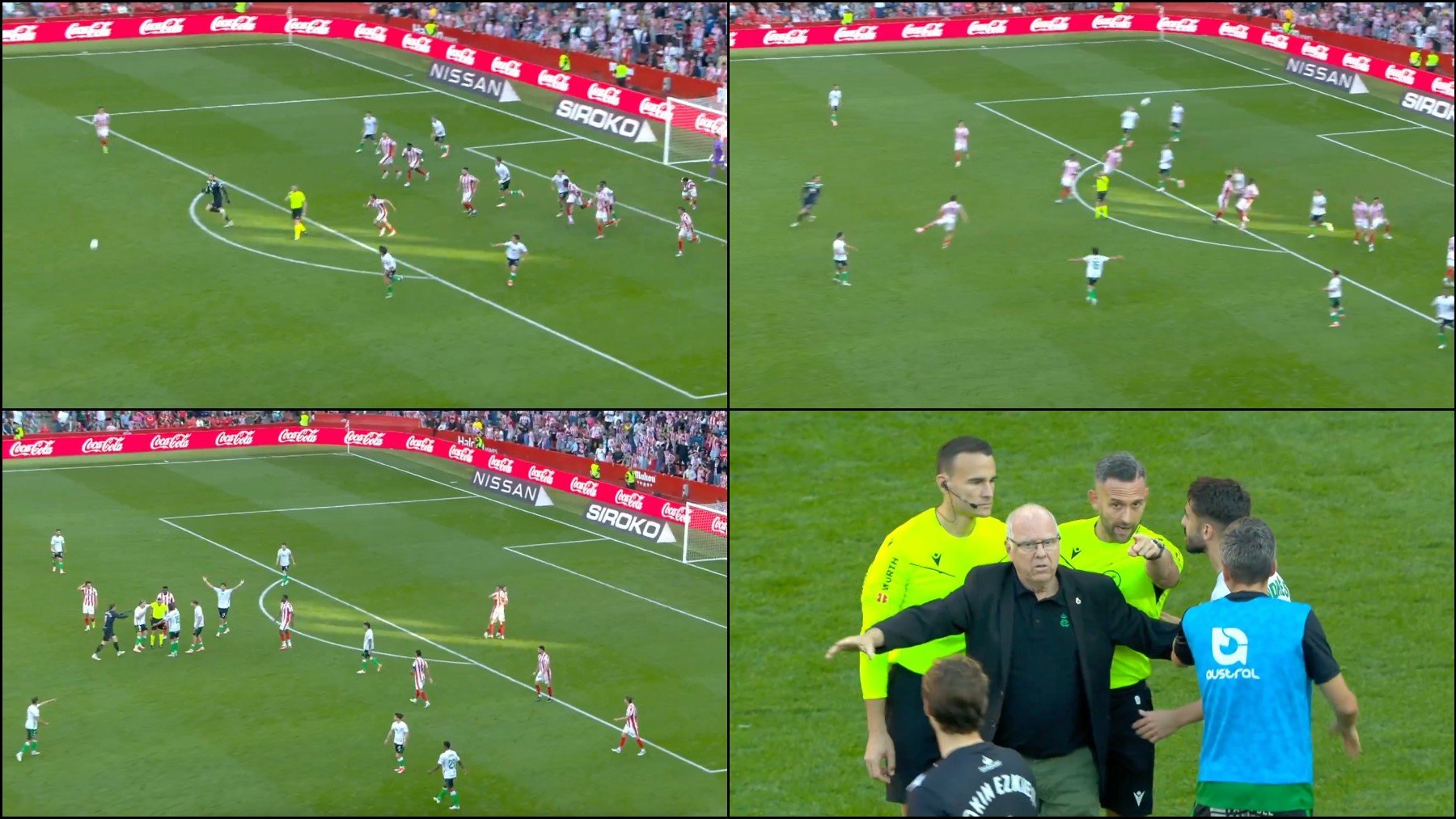 El Racing pierde los papeles en el Molinón: el árbitro pita el final, marcan el empate y se monta el lío