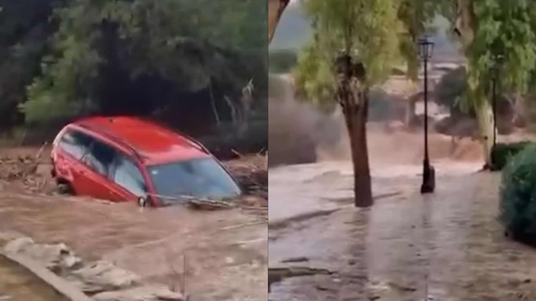 Un río de Ibiza arrastra un coche hacia el mar tras fuertes lluvias provocadas por la DANA Alice