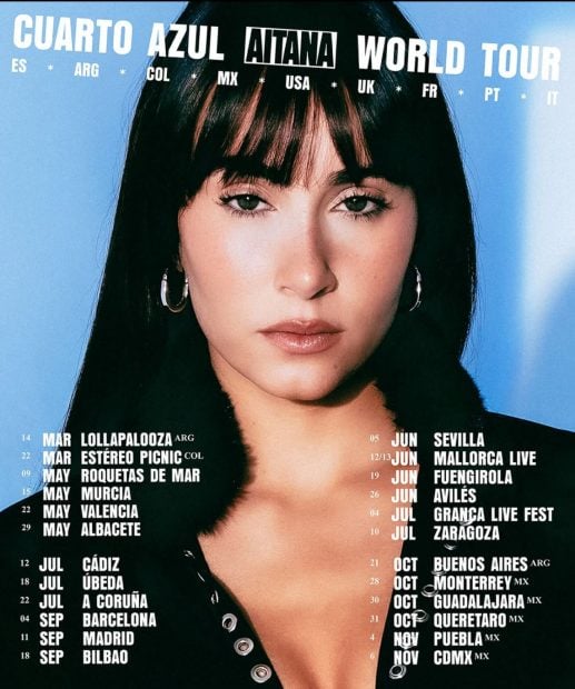 Cartel oficial de la nueva gira de Aitana. (Instagram)