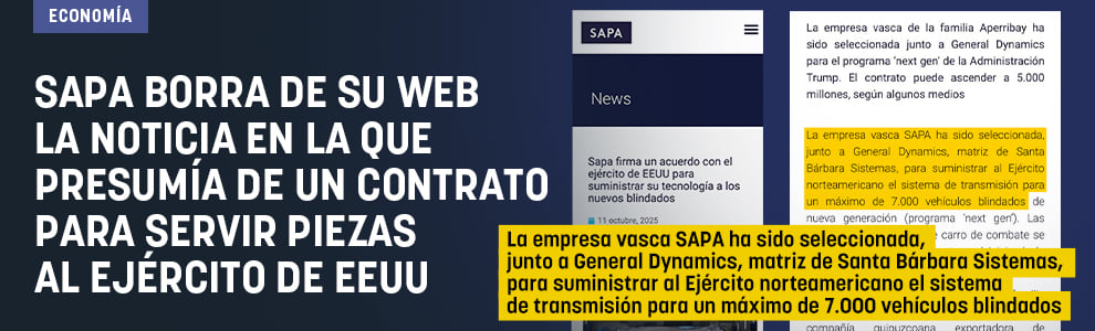 SAPA borra de su web la noticia en la que presumía de un contrato para servir piezas al ejército de EEUU