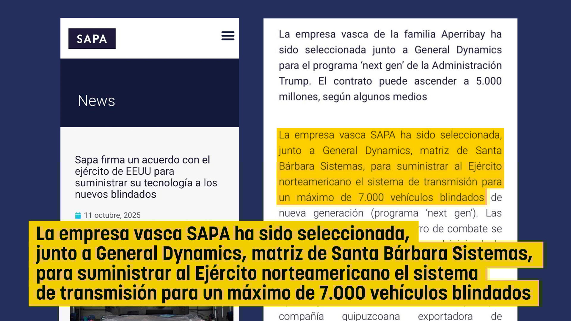SAPA, Indra, Defensa, GEneral Dynamics, Santa Bárbara, Industria