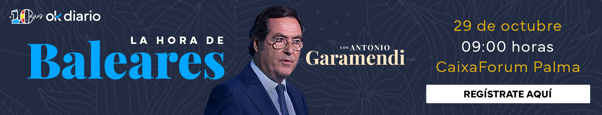 Antonio Garamendi estará en el IV aniversario de OKBALEARES el 29 de octubre en CaixaForum Palma