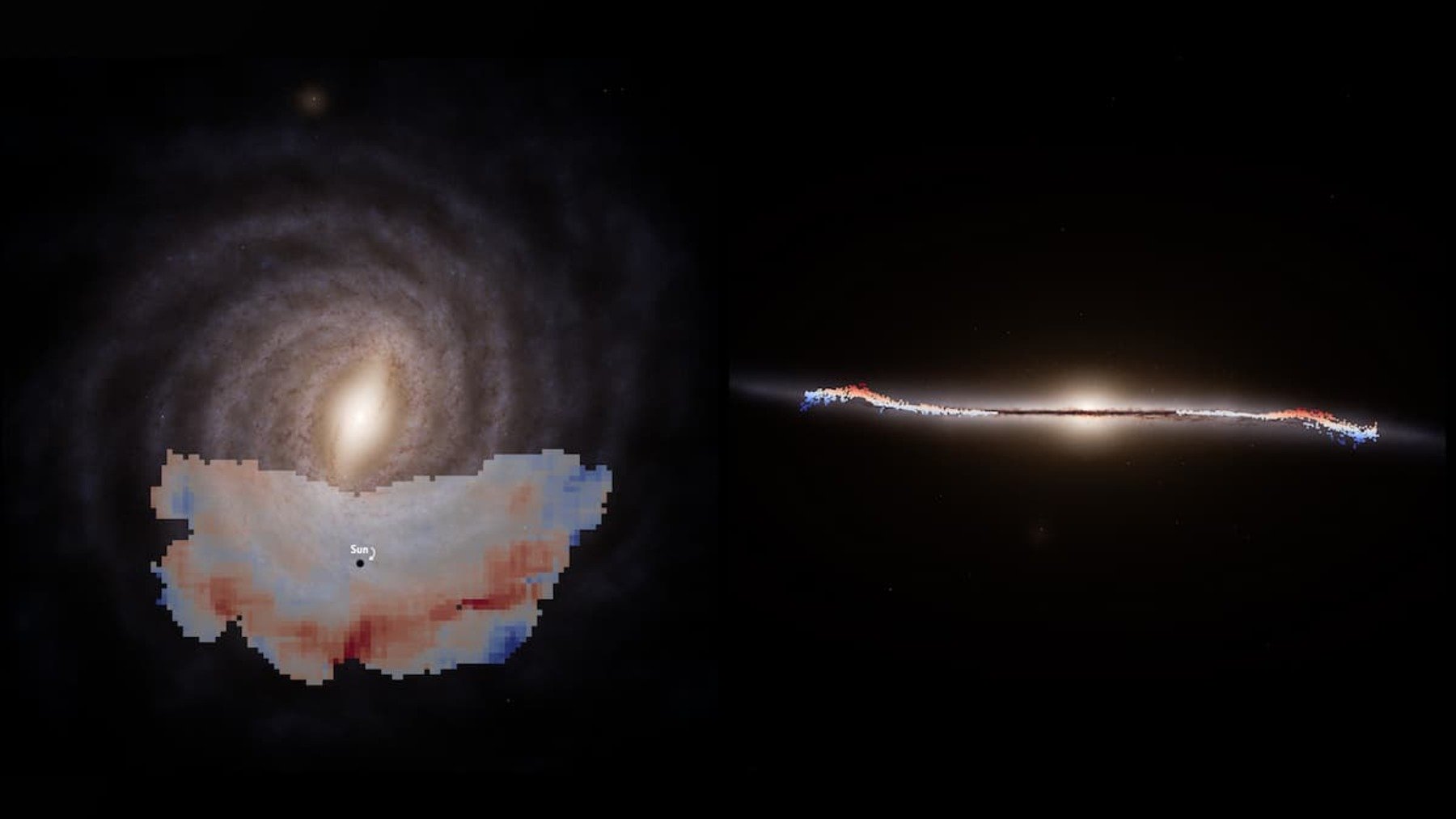 Ilustración ola de la Vía Láctea. Foto: ESA/Gaia/DPAC, S. Payne-Wardenaar, E. Poggio et al (2025).