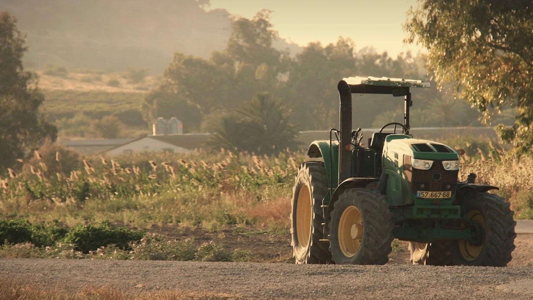 Tractor, campo, agricultores