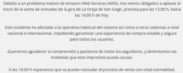 Comunicado de La Oreja de Van Gogh durante su venta de entradas para la gira con Amaia Montero.