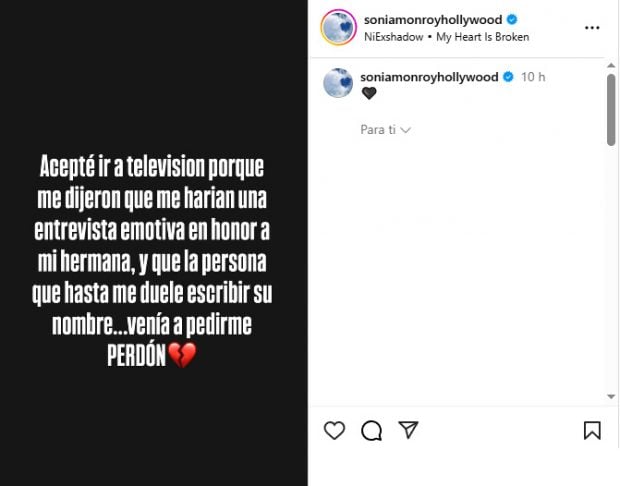 Sonia Monroy se sincera en un reel publicado en Instagram.