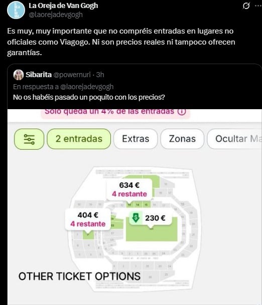 Mensaje de La Oreja de Van Gogh a sus fans en X (antes Twitter)