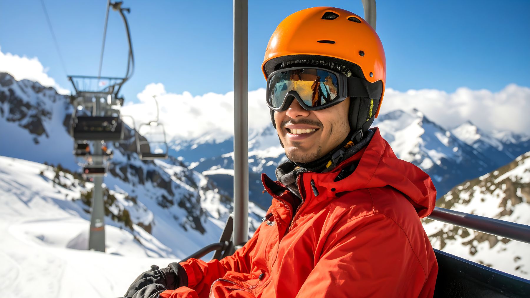 Un hombre haciendo deportes de nieve.