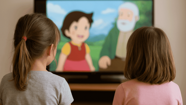 Dibujos animados, niños, valores
