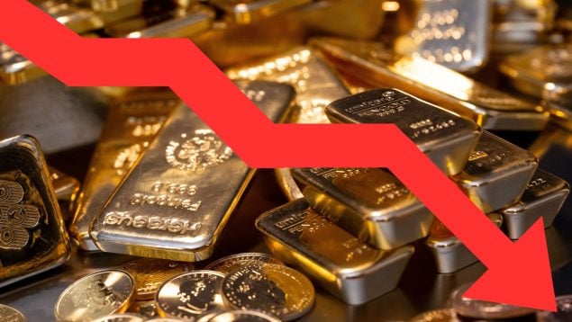 Lingotes de oro, cotización, materias primas, caída