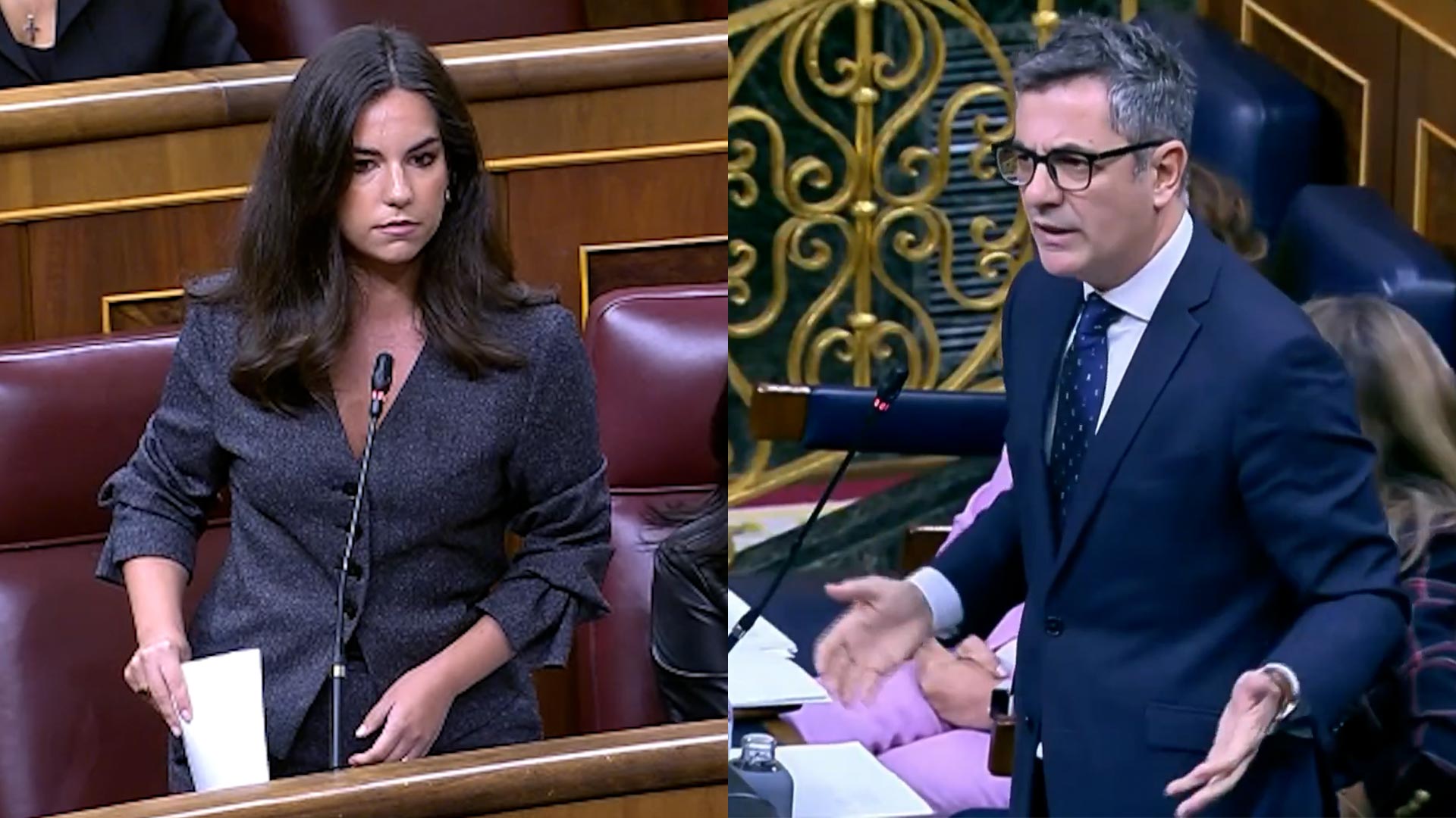 Pepa Millán y Félix Bolaños durante la sesión del Congreso.