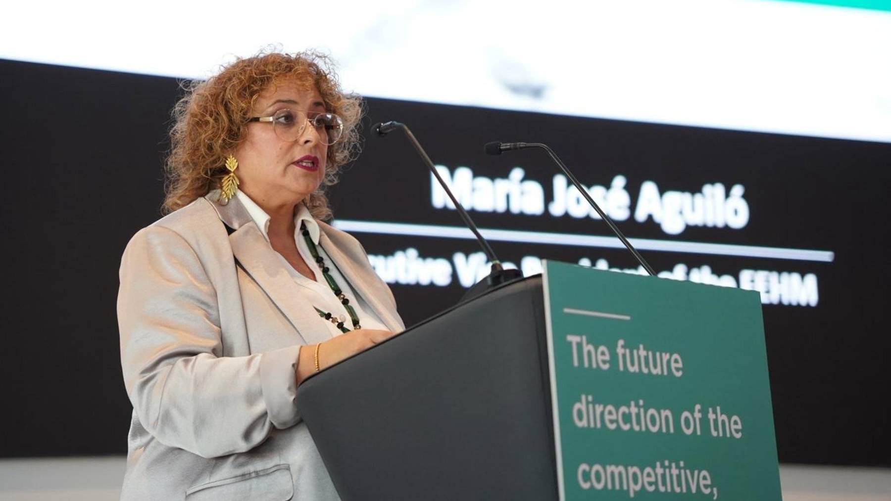 La vicepresidenta ejecutiva de la FEHM, María José Aguiló, en la jornada.