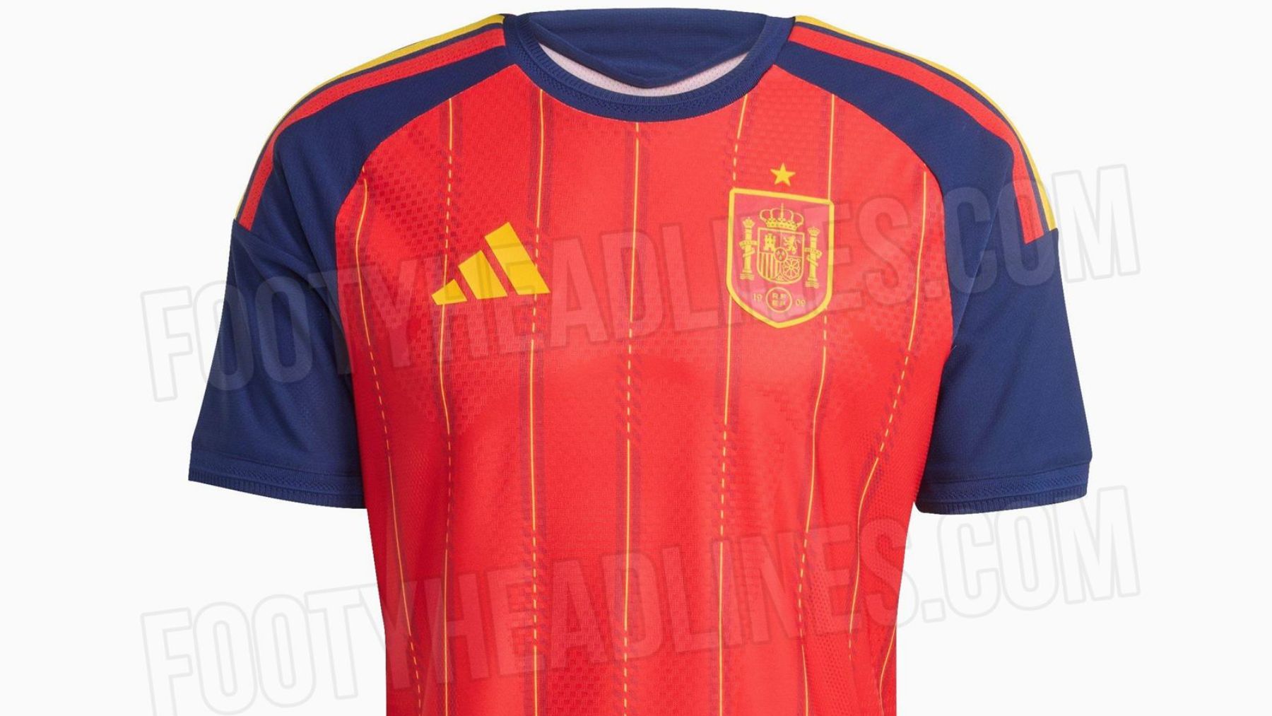 Esta es la camiseta que llevará España como local en el Mundial. (FootyHeadlines)