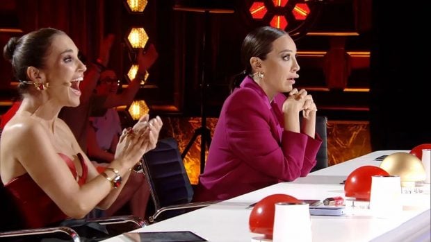 Tamara Falcó y Paula Echevarría en el plató de Got Talent (Mediaset).