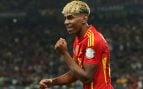 Lamine Yamal, en un partido con España. (Getty Images)