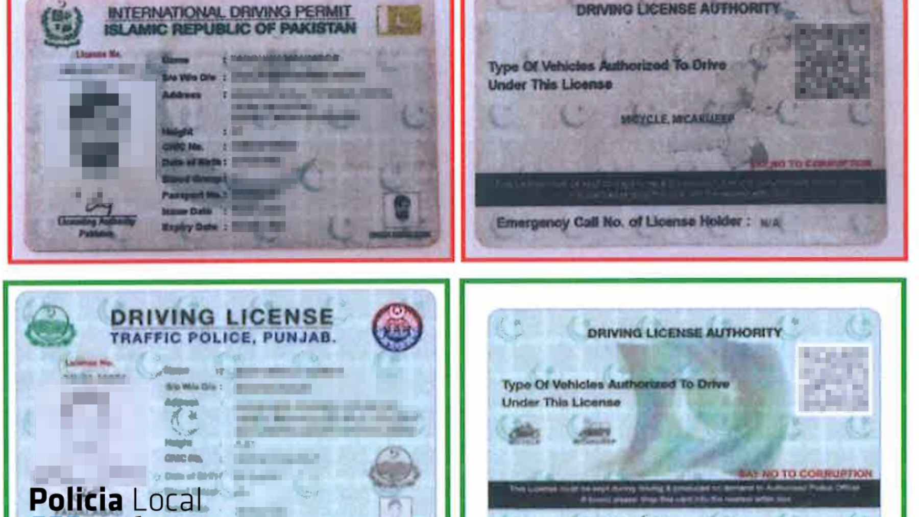 Imagen de la documentación falsa que llevaba el conductor denunciado.