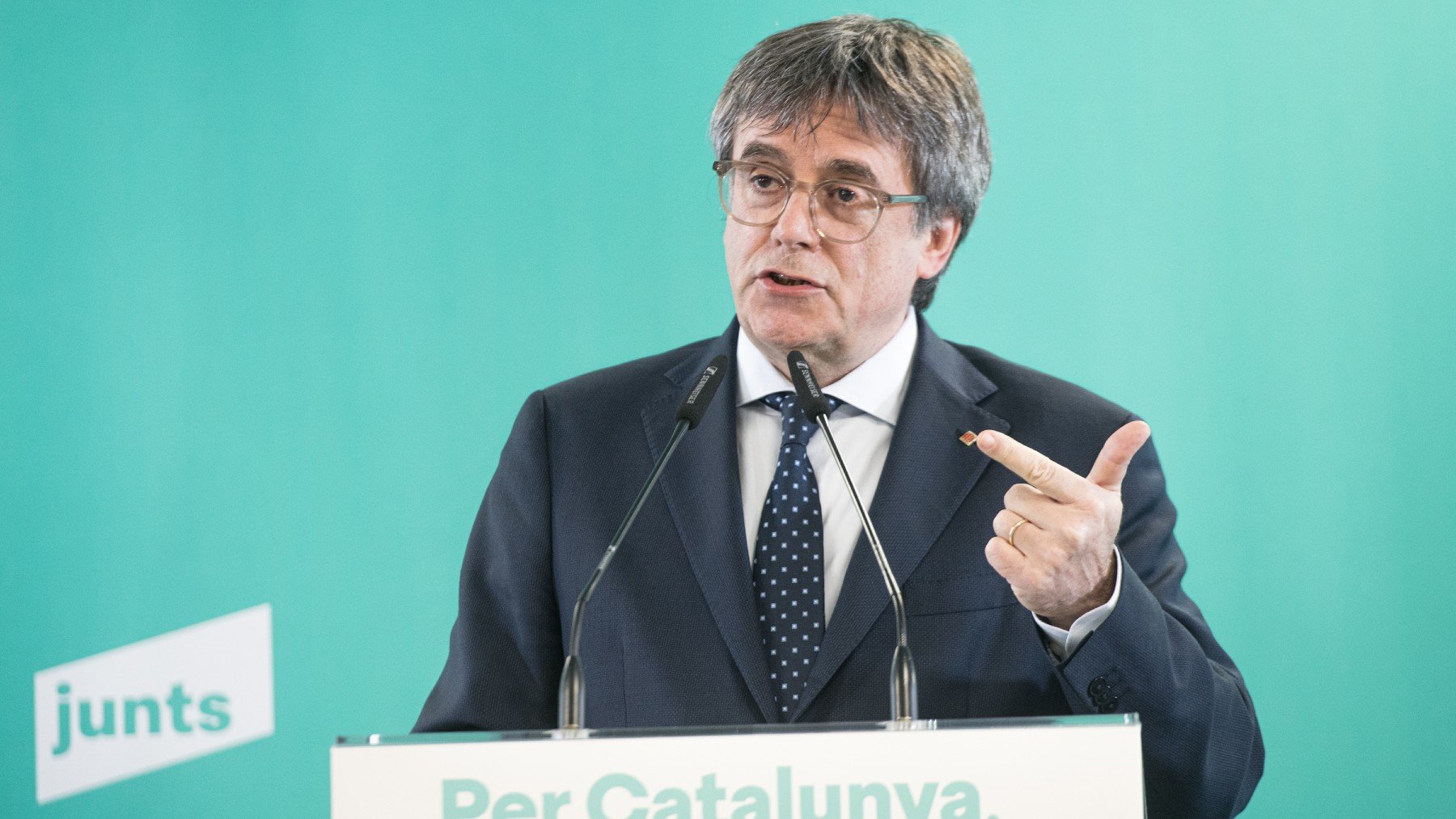 Carles Puigdemont, en su comparecencia en Perpiñán (Francia).