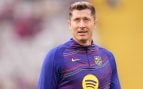 Robert Lewandowski, en un calentamiento con el FC Barcelona. (Getty Images)