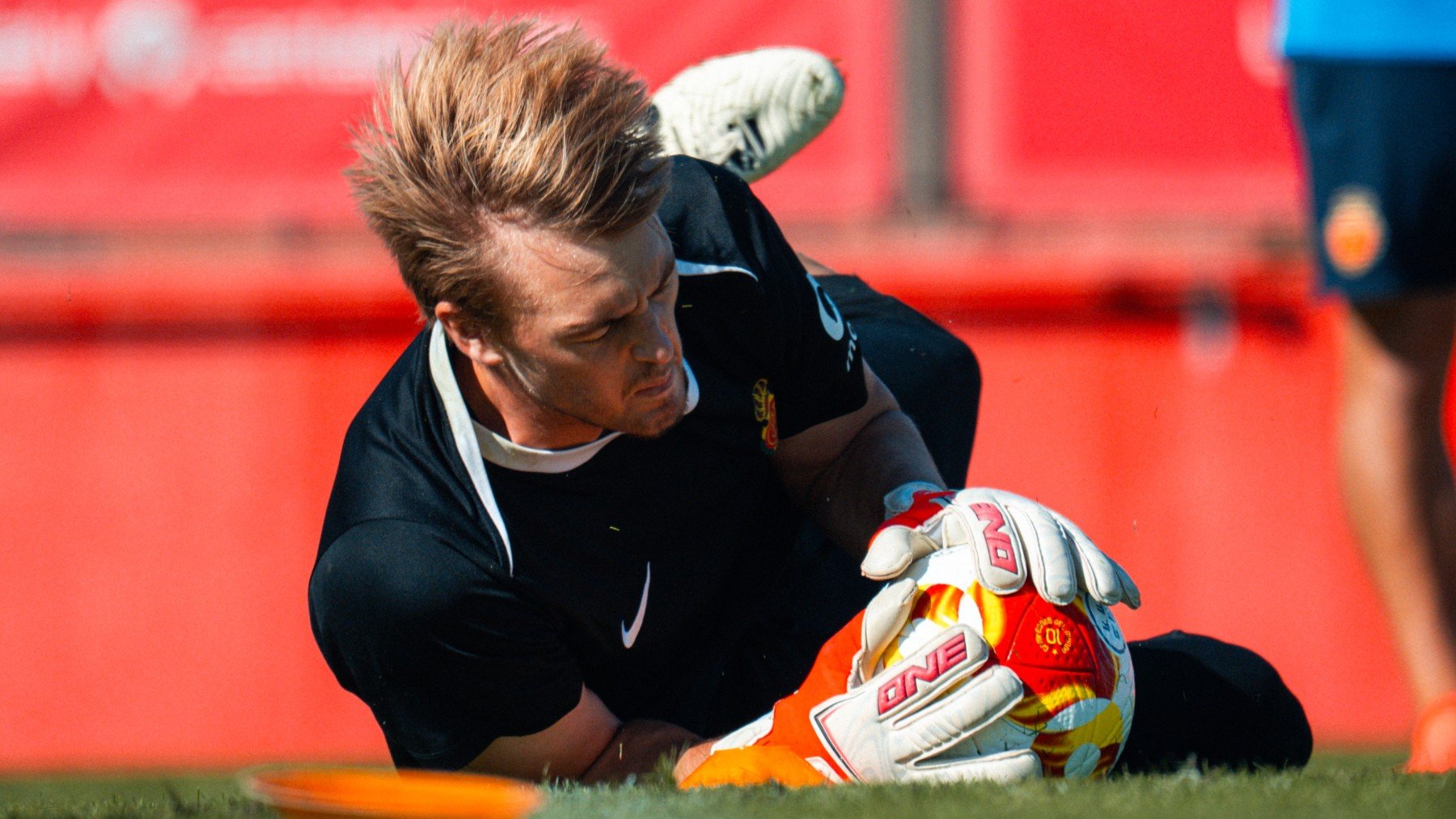 Bergstrom, en el entreno de ayer.