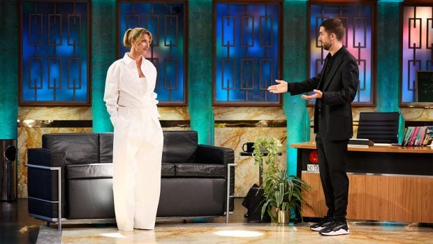 Najwa Nimri y David Broncano en La Revuelta. (RTVE)