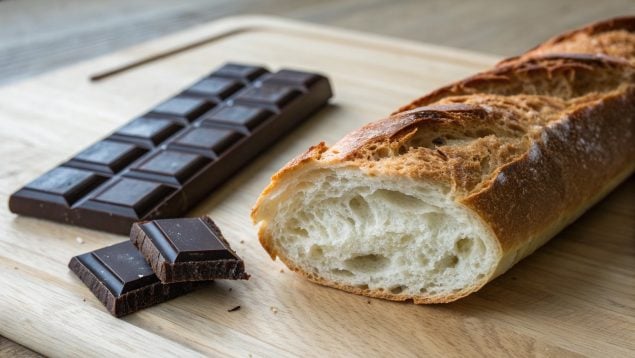 Chocolate, pan, comida, merienda