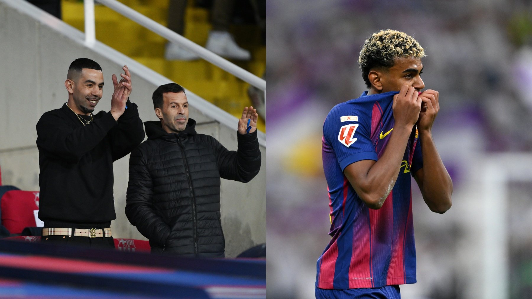 Mounir Nasraoui (izquierda) y su hijo, Lamine Yamal. (Getty)