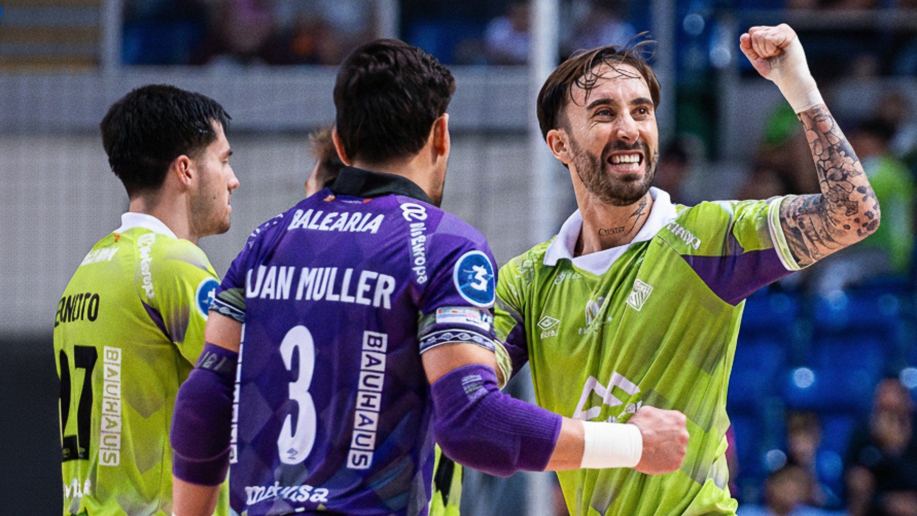 El Illes Balears Palma Futsal celebra un gol de Main Round .