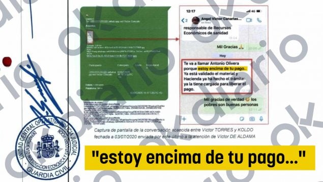 La UCO demuestra que Torres agilizó los contratos con la trama: «Estoy encima de tu pago»