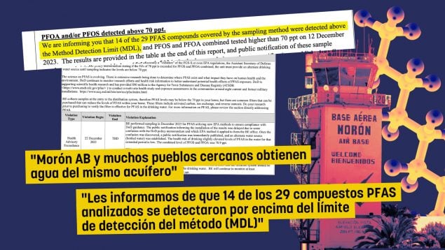 El Gobierno ocultó la presencia de sustancias tóxicas, «químicos eternos», en aguas de la base de Morón