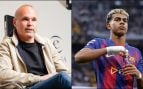 Iniesta defiende a Lamine Yamal. (Europa Press)