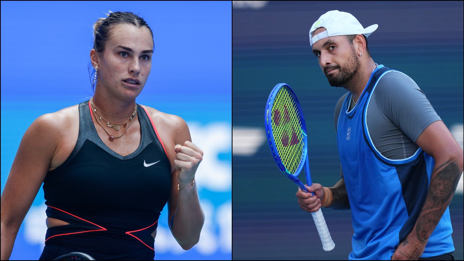 Montaje con imágenes de Sabalenka y Kyrgios. (Getty)