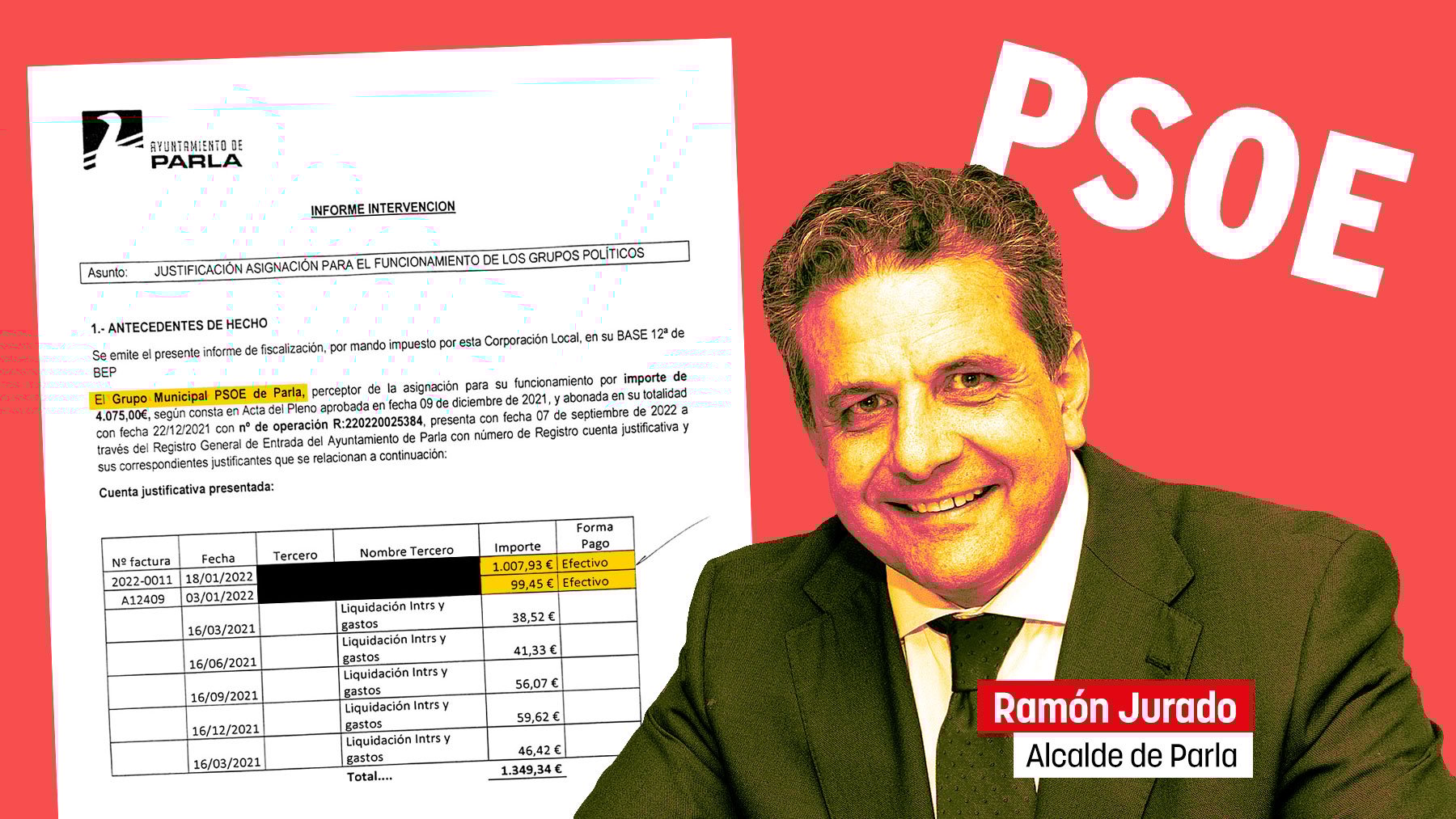 Vox denunciará al alcalde socialista de Parla por pagar en efectivo facturas superiores a 1.000 €