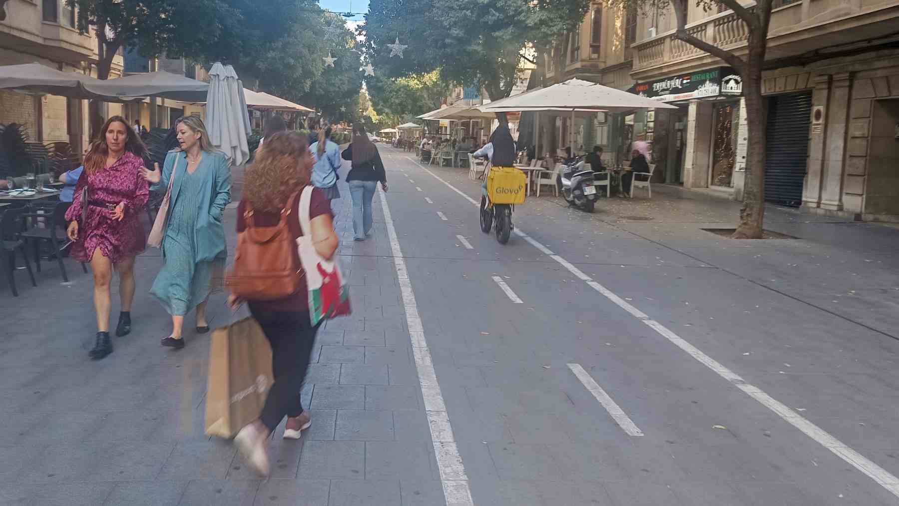Imagen del polémico carril bici de la calle Blanquerna de Palma.