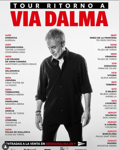 Cartel de los conciertos de Sergio Dalma. (Instagram)