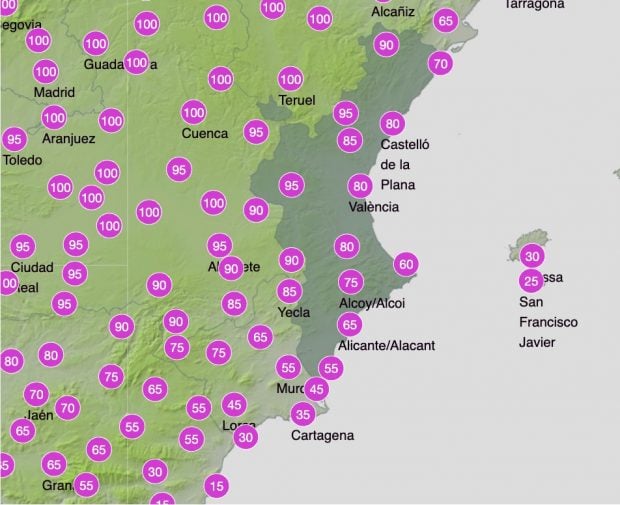 Giro radical en el tiempo en la Comunidad Valenciana: lluvias y bajan las temperaturas
