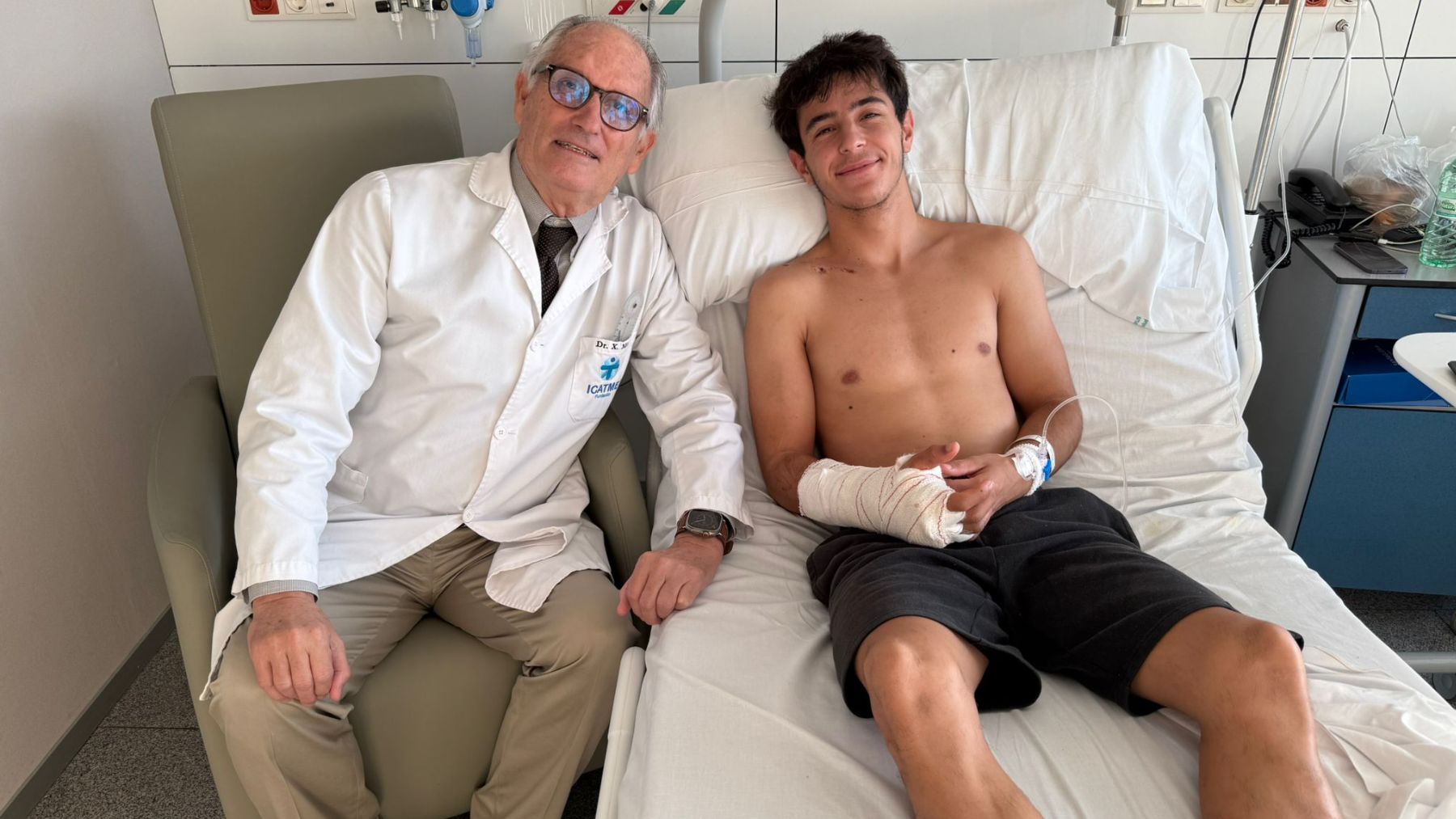 José Antonio Rueda, tras ser operado en Barcelona. (Red Bull KTM Ajo)