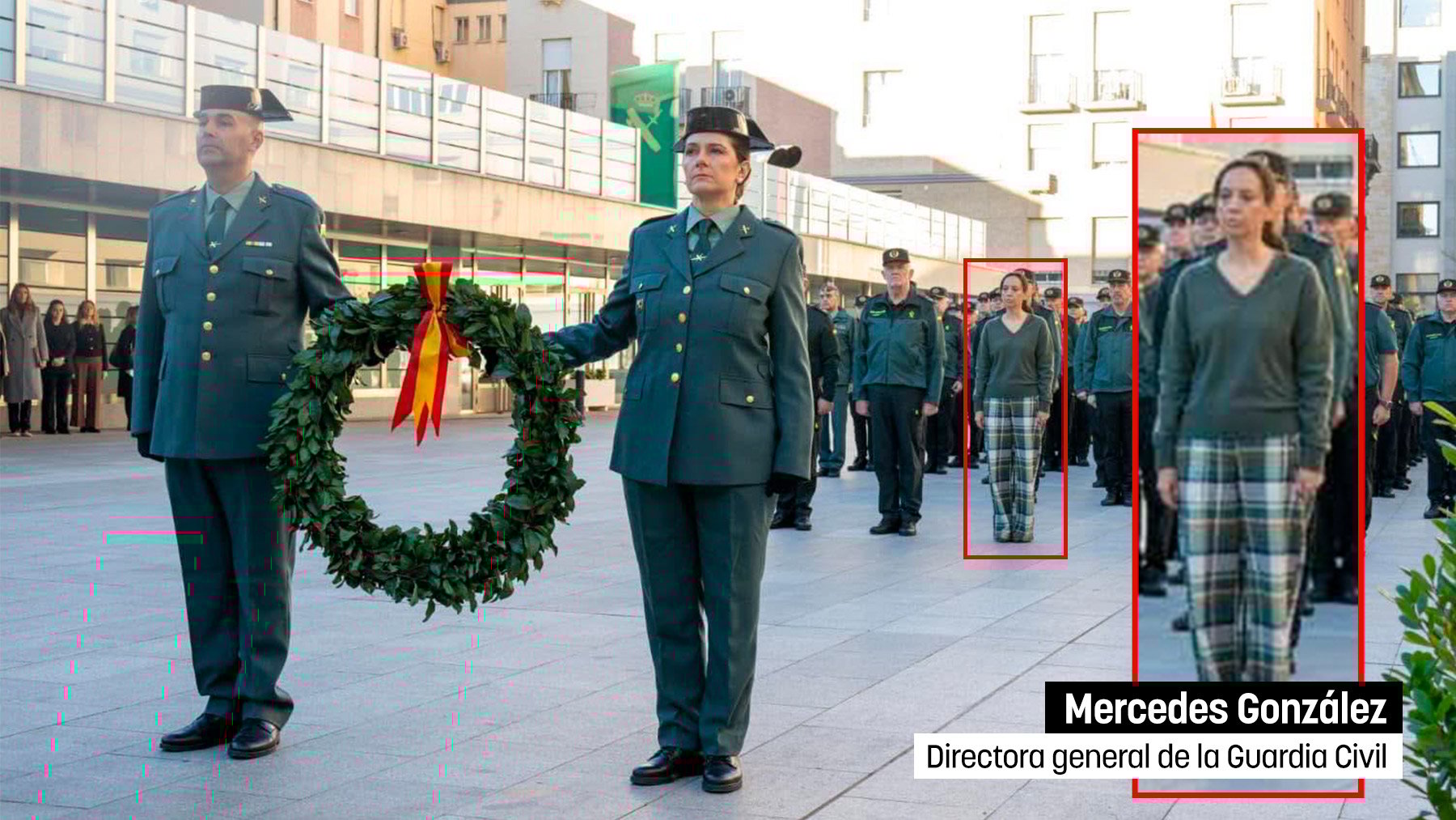 Las redes se mofan de la directora de la Guardia Civil en el homenaje a los caídos: Parecía ir en pijama