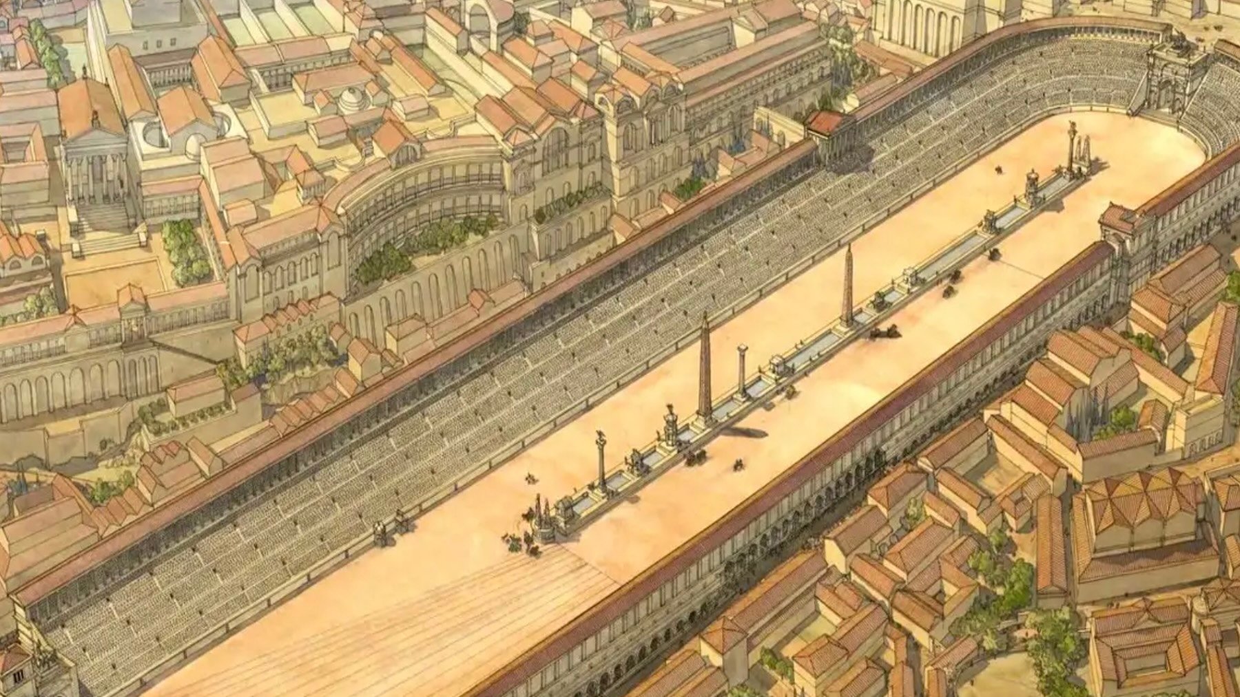 Recreación de aspecto que pudo tener en su momento el hipódromo descubierto en Kayseri. Imagen: Municipalidad Metropolitana de Kayseri.