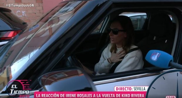 Irene Rosales reacciona a la vuelta de Kiko Rivera a la televisión. (Mediaset)