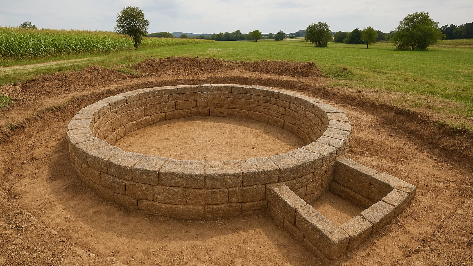 Recreación artística de una tumba romana.