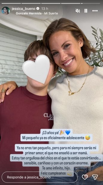 Story de Jessica Bueno con su hijo. (Instagram)