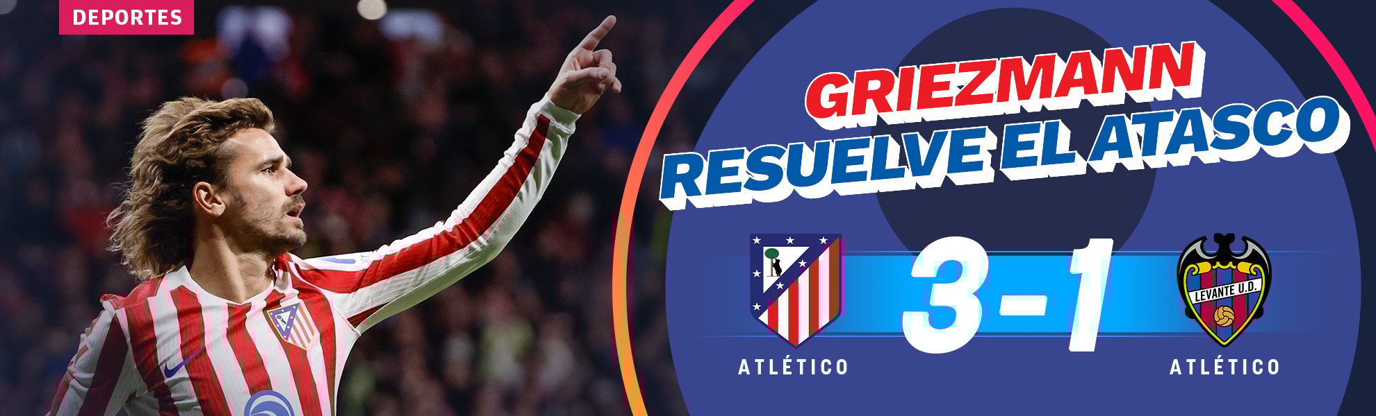 3-1. Griezmann resuelve el atasco del Atlético