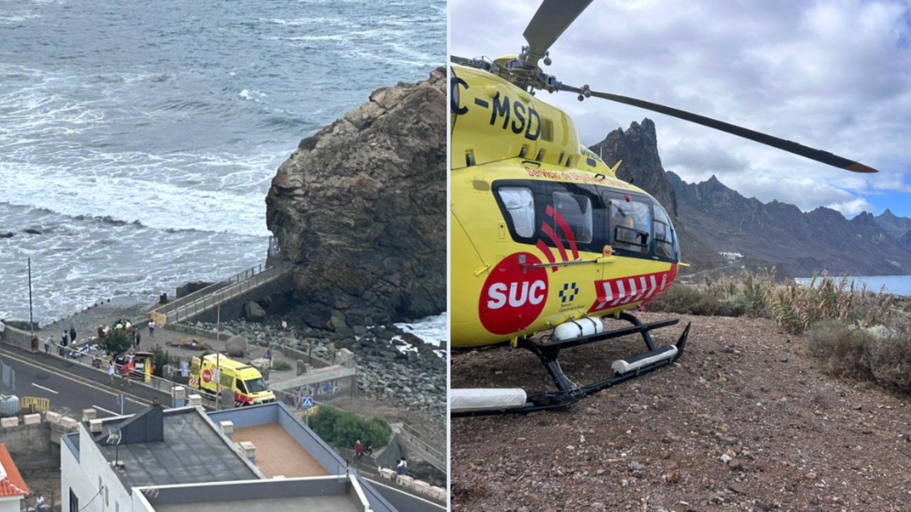 Dos muertos y 15 heridos, tres de ellos graves, por varios golpes de mar en Tenerife