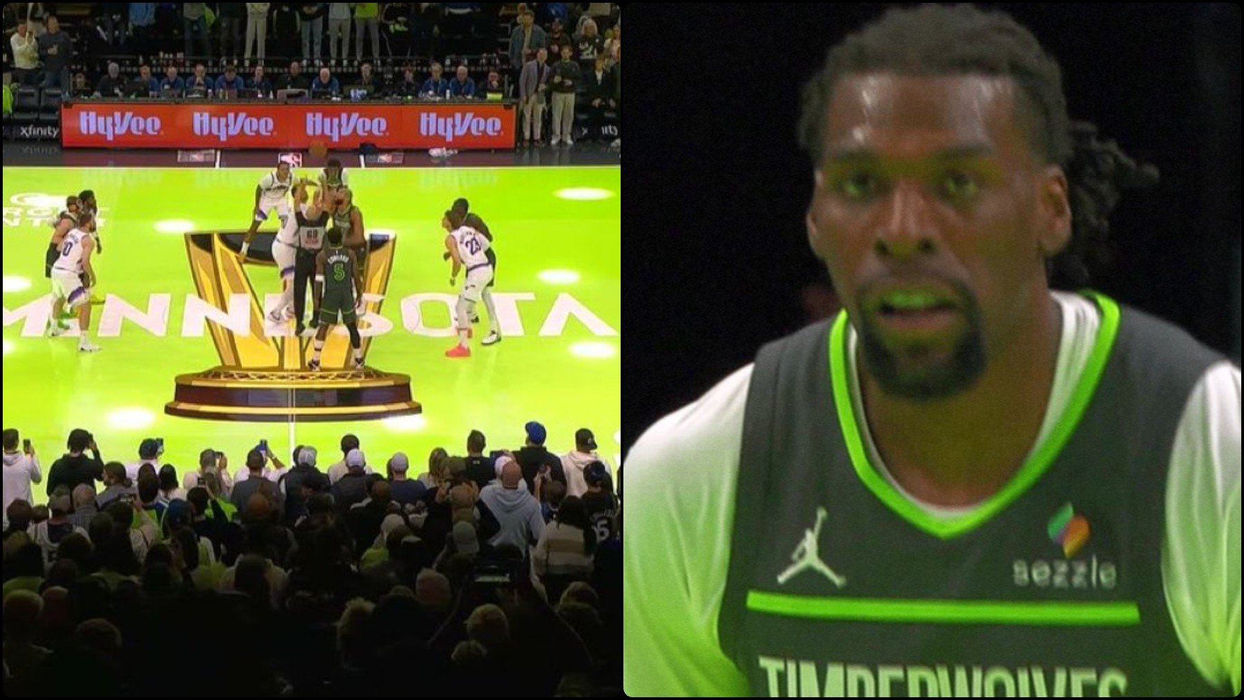 Imagen de la pista verde de los Timberwolves durante un partido de la Copa NBA.