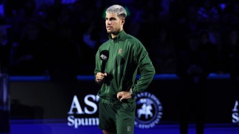 Alcaraz, tras el partido contra Fritz en las ATP Finals. (Getty)